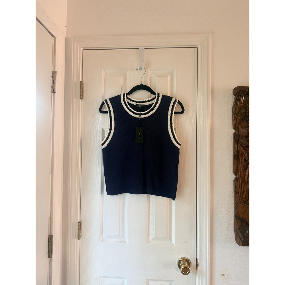 Rag & Bone Meghan Vest Navy Sleeveless Knit‎ Sweater Medium